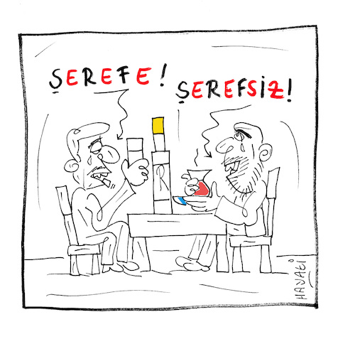 Cartoon: Prost (medium) by Hayati tagged serefe,prost,prosit,cheers,yamas,tea,tee,cay,raki,uzo,anisgetraenk,begegnungen,hayati,boyacioglu,cartoon,berlin,serefe,prost,prosit,cheers,yamas,tea,tee,cay,raki,uzo,anisgetraenk,begegnungen,hayati,boyacioglu,cartoon,berlin