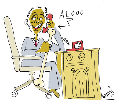 Cartoon: red telephone... (medium) by Hayati tagged red,telephone,telefon,calling,obama,white,house,knochen,diktat,hayati,boyacioglu,berlin