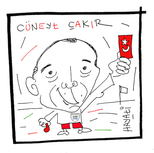 Cartoon: Referee Cakir (medium) by Hayati tagged referee,hakem,schiedsrichter,cuneyt,cakir,cartoon,hayati,boyacioglu,sport,football,fussball,futbol,top,kirmizi,sari,kart,referee,hakem,schiedsrichter,cuneyt,cakir,cartoon,hayati,boyacioglu,sport,football,fussball,futbol,top,kirmizi,sari,kart