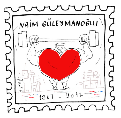 Cartoon: R.I.P. Naim Suleymanoglu (medium) by Hayati tagged naim,suleymanoglu,gewichtheber,halterci,weltrekordler,bulgarien,tuerkei,sport,halter,gewichtheben,cartoon,karikatur,hayati,boyacioglu,briefmarke,stamp,pul,naim,suleymanoglu,gewichtheber,halterci,weltrekordler,bulgarien,tuerkei,sport,halter,gewichtheben,cartoon,karikatur,hayati,boyacioglu,briefmarke,stamp,pul