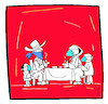 Cartoon: Covid 19 (small) by Hayati tagged corona,coronavirus,korona,covid19,pandemie,epidemie,salgin,deutschland,tuerkei,italien,cartoon,karikatur,hayati,boyacioglu,berlin,kovboy,mundschutz,maske