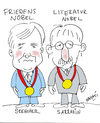 Cartoon: NOBEL (small) by Hayati tagged nobelpreis sozialesklima zuwanderung migration deutschland buch cdu spd parteien auslaender migranten tuerken araber politik sarrazin seehofer hayati boyacioglu