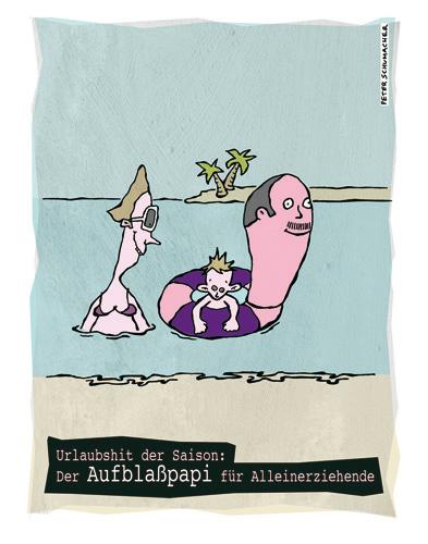 Cartoon: Aufblaßpapi (medium) by Peter Schumacher tagged kinder,scheidung,alleinerziehend,urlaub,strand,meer