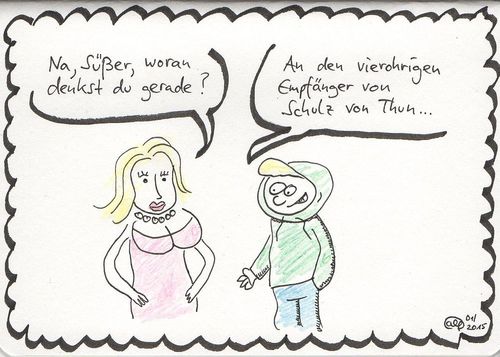 Cartoon: Empfangsdame mit vier Ohren (medium) by weltalf tagged vierohrigerempfänger,schulzvonthun,busen,titten