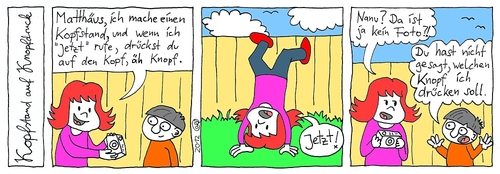 Cartoon: Kopfstand auf Knopfdruck (medium) by weltalf tagged digitalkamera,kopfstand,foto,fotoapparat,knopfdruck