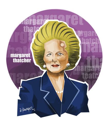 Cartoon: IRON LADY M. THATCHER -1925-2013 (medium) by donquichotte tagged ldy