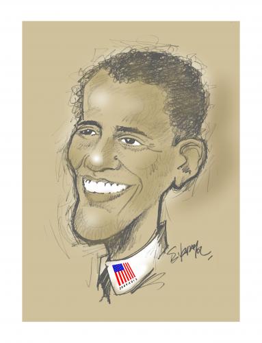 Cartoon: obama portrait (medium) by donquichotte tagged oba