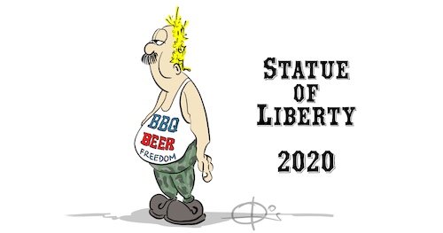 Cartoon: 051120statueofliberty (medium) by Marcus Gottfried tagged us,wahl,trump,biden,bier,barbecue,freedom,freiheitsstatue,statue,of,liberty,us,wahl,trump,biden,bier,barbecue,freedom,freiheitsstatue,statue,of,liberty