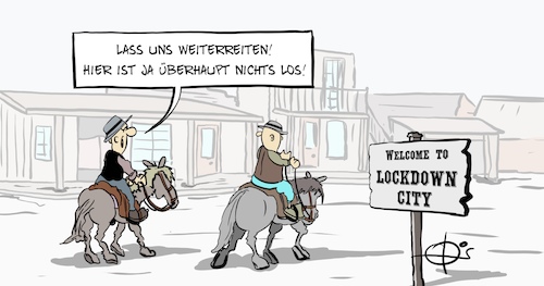 Cartoon: 20210113-LockdownCity (medium) by Marcus Gottfried tagged lockdown,innenstadt,menschenleer,corona,covid,ausgangssperre,ausgangsbeschränkung,lockdown,innenstadt,menschenleer,corona,covid,ausgangssperre,ausgangsbeschränkung