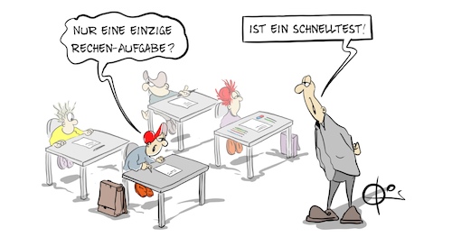 Cartoon: 20210223-Schnelltest (medium) by Marcus Gottfried tagged math2022,mathematik,rechnen,schnelltest,math2022,mathematik,rechnen,schnelltest