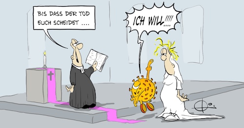 Cartoon: 20210510-IchWill (medium) by Marcus Gottfried tagged corona,covid,infektion,hochzeit,ehe,corona,covid,infektion,hochzeit,ehe