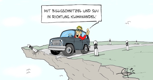 Cartoon: 20210809-Klima (medium) by Marcus Gottfried tagged klima,klimawandel,klimaabkommen,suv,fleisch,ernährung,essen,leben,klima,klimawandel,klimaabkommen,suv,fleisch,ernährung,essen,leben