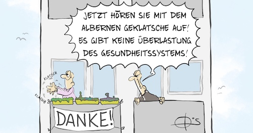 Cartoon: 202202019-GenungGeklatscht. (medium) by Marcus Gottfried tagged corona,covid,pflege,klatschen,anerkennung,gesundheitssystem,überlastung,corona,covid,pflege,klatschen,anerkennung,gesundheitssystem,überlastung