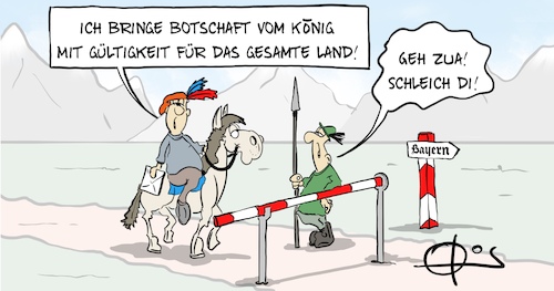 Cartoon: 20220209-SchleichDi (medium) by Marcus Gottfried tagged bayern,corona,gesetze,lockerung,impfung,impfzwang,impfpflicht,covid,söder,absprache,bayern,corona,gesetze,lockerung,impfung,impfzwang,impfpflicht,covid,söder,absprache