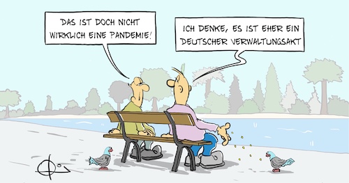 Cartoon: 29210324-Verwaltungsakt (medium) by Marcus Gottfried tagged coron,covid,verwaltung,gericht,demo,verbot,coron,covid,verwaltung,gericht,demo,verbot
