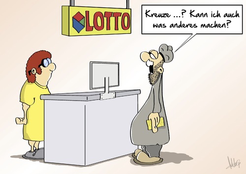 Cartoon: andere Kreuze (medium) by Marcus Gottfried tagged kreuz,lotto,jackpot,gewinn,glücksspiel,religion,religiöse,gefühle,lottobude,verkauf,verbot,erlaubnis,anderes,marcus,gottfried,cartoon,karikatur,kreuz,lotto,jackpot,gewinn,glücksspiel,religion,religiöse,gefühle,lottobude,verkauf,verbot,erlaubnis,anderes,marcus,gottfried,cartoon,karikatur