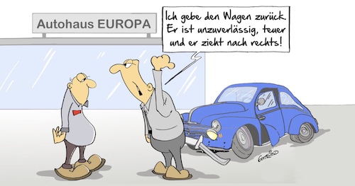 Cartoon: Autohaus (medium) by Marcus Gottfried tagged autohaus,europa,niederlande,italien,wahl,rechts,rechtspopulisten,teuer,geld,marcus,gottfried,cartoon,karikatur,autohaus,europa,niederlande,italien,wahl,rechts,rechtspopulisten,teuer,geld,marcus,gottfried,cartoon,karikatur