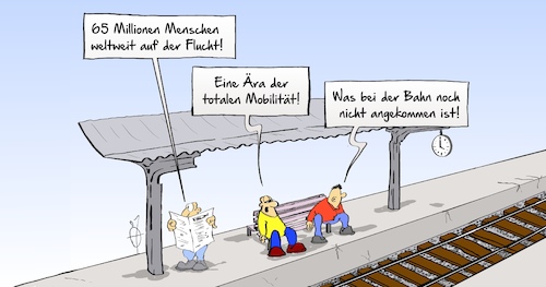 Cartoon: Bahn8 (medium) by Marcus Gottfried tagged flucht,flüchtlinge,mittelmeer,balkanroute,bahn,mobilität,verspätung,eisenbahn,flucht,flüchtlinge,mittelmeer,balkanroute,bahn,mobilität,verspätung,eisenbahn