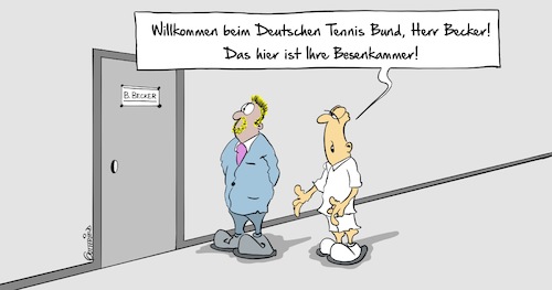 Cartoon: Besenkammer (medium) by Marcus Gottfried tagged boris,becker,tennis,deutscher,bund,besenkammer,jobangebote,sport,freude,marcus,gottfried,cartoon,karikatur,boris,becker,tennis,deutscher,bund,besenkammer,jobangebote,sport,freude,marcus,gottfried,cartoon,karikatur