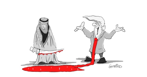 Cartoon: Blutgeld (medium) by Marcus Gottfried tagged saudi,arabien,trump,jamal,khashoggi,riad,mohammed,bin,salman,treue,freunde,marcus,gottfried,saudi,arabien,trump,jamal,khashoggi,riad,mohammed,bin,salman,treue,freunde,marcus,gottfried