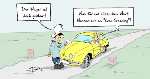 Cartoon: CarSharing (medium) by Marcus Gottfried tagged carsharing,auto,umwelt,klima,teilen,diebstahl,klauen,wortwahl,bezeichnung,politisch,korrekt,framing,carsharing,auto,umwelt,klima,teilen,diebstahl,klauen,wortwahl,bezeichnung,politisch,korrekt,framing