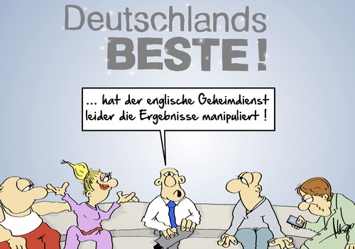 Cartoon: Deutschlands Beste (medium) by Marcus Gottfried tagged deutschland,beste,sendung,tv,manipulation,fernsehen,kerner,gäste,forsa,umfrage,täuschung,liste,englisch,geheimdienst,zuschauer,marcus,gottfried,cartoon,karikatur,deutschland,beste,sendung,tv,manipulation,fernsehen,kerner,gäste,forsa,umfrage,täuschung,liste,englisch,geheimdienst,zuschauer,marcus,gottfried,cartoon,karikatur