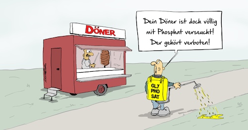 Cartoon: Döner (medium) by Marcus Gottfried tagged glyphosate,unkraut,phosphat,döner,imbiss,eu,norm,marcus,gottfried,cartoon,karikatur,glyphosate,unkraut,phosphat,döner,imbiss,eu,norm,marcus,gottfried,cartoon,karikatur