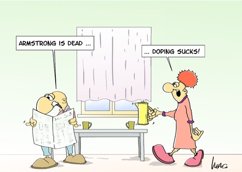 Cartoon: Doping sucks (medium) by Marcus Gottfried tagged doping,armstrong,nasa,usa,lance,dead,death