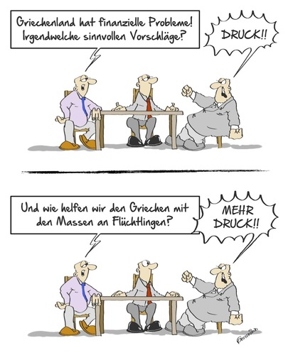Cartoon: Druck a la Europa (medium) by Marcus Gottfried tagged griechenland,hilfe,flüchtlinge,lespos,insel,mittelmeer,strom,asyl,flüchtlingscamp,finanzen,eu,geld,unterstützung,druck,missverständnis,regierung,wegsehen,balkanroute,freunde,marcus,gottfried,cartoon,karikatur,griechenland,hilfe,flüchtlinge,lespos,insel,mittelmeer,strom,asyl,flüchtlingscamp,finanzen,eu,geld,unterstützung,druck,missverständnis,regierung,wegsehen,balkanroute,freunde,marcus,gottfried,cartoon,karikatur