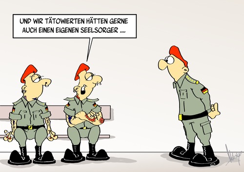 Cartoon: eigener Seelsorger (medium) by Marcus Gottfried tagged bundeswehr,dienstanweisung,tattoo,tätowierte,schmuck,körperschmuck,seelsorger,extrawurst,marcus,gottfried,cartoon,karikatur,soldat,armee,vorgesetzter,beschwerde,sonderfall,piercing,haut,ring,bundeswehr,dienstanweisung,tattoo,tätowierte,schmuck,körperschmuck,seelsorger,extrawurst,marcus,gottfried,cartoon,karikatur,soldat,armee,vorgesetzter,beschwerde,sonderfall,piercing,haut,ring