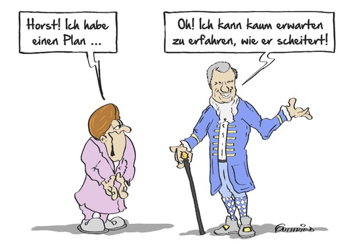 Cartoon: ein Plan (medium) by Marcus Gottfried tagged merkel,seehofer,plan,zusammenarbeit,koalition,cdu,csu,regierung,regierungsbank,bundeskanzlerin,einheit,flüchtlinge,absprache,selbstständigleit,scheitern,schadenfreude,freude,marcus,gottfried,cartoon,karikatur,merkel,seehofer,plan,zusammenarbeit,koalition,cdu,csu,regierung,regierungsbank,bundeskanzlerin,einheit,flüchtlinge,absprache,selbstständigleit,scheitern,schadenfreude,freude,marcus,gottfried,cartoon,karikatur