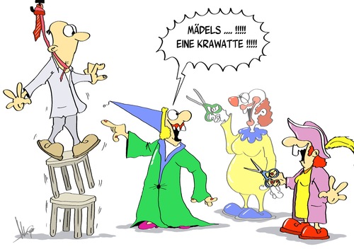 Cartoon: eine Krawatte (medium) by Marcus Gottfried tagged überraschung,hocker,stuhl,verkleidung,schere,mädels,aufhängen,selbstmord,suizid,sitte,brauch,fastnacht,feiertag,altweiber,frauensitzung,frauen,krawatte,karikatur,cartoon,gottfried,marcus,karneval,fasching,fasching,karneval,marcus,gottfried,cartoon,karikatur,krawatte,frauen,frauensitzung,altweiber,feiertag,fastnacht,brauch,sitte,suizid,selbstmord,aufhängen,mädels,schere,verkleidung,stuhl,hocker,überraschung