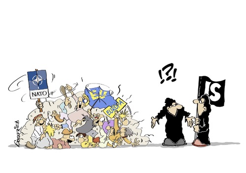 Cartoon: einig Europa (medium) by Marcus Gottfried tagged is,isis,eu,europa,streit,streiterei,einigkeit,angriff,abwehr,vertrauen,zusammenhalt,nato,verteidigung,interesse,freunde,marcus,gottfried,cartoon,karikatur,is,isis,eu,europa,streit,streiterei,einigkeit,angriff,abwehr,vertrauen,zusammenhalt,nato,verteidigung,interesse,freunde,marcus,gottfried,cartoon,karikatur