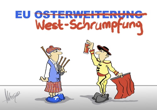 Cartoon: EU Westschrumpfung (medium) by Marcus Gottfried tagged schottland,referendum,wahl,unabhängigkeit,europa,freiheit,union,england,großbritannien,spanien,katalanen,espania,matador,torero,schotte,ost,erweiterung,west,schrumpfung,verkleinern,wachsen,richtung,marcus,gottfried,cartoon,karikatur,schottland,referendum,wahl,unabhängigkeit,europa,freiheit,union,england,großbritannien,spanien,katalanen,espania,matador,torero,schotte,ost,erweiterung,west,schrumpfung,verkleinern,wachsen,richtung,marcus,gottfried,cartoon,karikatur