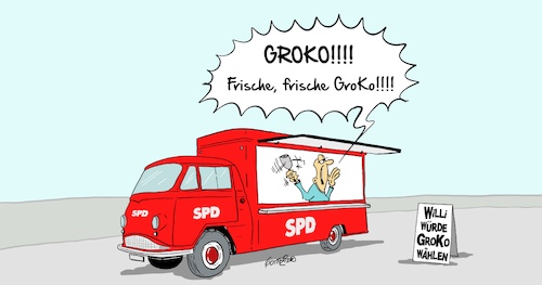 Cartoon: Frische Groko (medium) by Marcus Gottfried tagged basis,mitgliederbefragung,mitgliederentscheid,spd,groko,koalition,befragung,verkauf,angebot,marcus,gottfried,cartoon,karikatur,basis,mitgliederbefragung,mitgliederentscheid,spd,groko,koalition,befragung,verkauf,angebot,marcus,gottfried,cartoon,karikatur