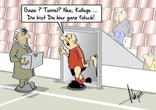 Cartoon: Gazatunnel (medium) by Marcus Gottfried tagged palästina,palästinenser,israel,krieg,unruhen,tunnel,gaza,gazastreifen,fussball,marcus,gottfried,cartoon,karikatur,spielertunnel,stadion,falsch,kollege,ägypten,hamas,palästina,palästinenser,israel,krieg,unruhen,tunnel,gaza,gazastreifen,fussball,marcus,gottfried,cartoon,karikatur,spielertunnel,stadion,falsch,kollege,ägypten,hamas