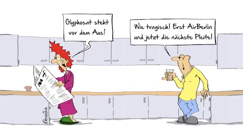 Cartoon: Glyphosat (medium) by Marcus Gottfried tagged glyphosat,basf,monsanto,umwelt,gift,pestizid,insektizid,unkrautvernichtungsmittel,spritze,pleite,bankrott,airberlin,fluglinie,lufthansa,freude,marcus,gottfried,cartoon,karikatur,glyphosat,basf,monsanto,umwelt,gift,pestizid,insektizid,unkrautvernichtungsmittel,spritze,pleite,bankrott,airberlin,fluglinie,lufthansa,freude,marcus,gottfried,cartoon,karikatur