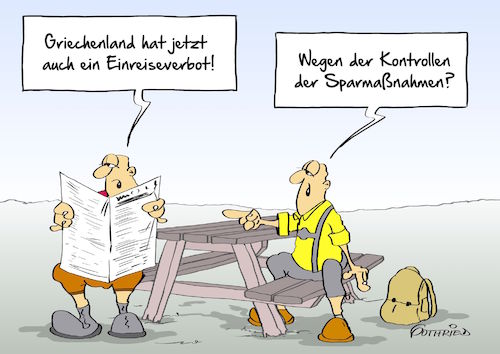 Cartoon: Griechisches Einreiseverbot (medium) by Marcus Gottfried tagged einreiseverbot,trump,griechenland,finanzkrise,iwf,geldgeber,kontrolle,währungsfond,europa,kredit,tzipras,freunde,marcus,gottfried,cartoon,karikatur,einreiseverbot,trump,griechenland,finanzkrise,iwf,geldgeber,kontrolle,währungsfond,europa,kredit,tzipras,freunde,marcus,gottfried,cartoon,karikatur