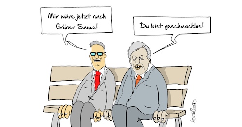 Cartoon: Grüne Sauce (medium) by Marcus Gottfried tagged tsg,bouffier,spd,cdu,afd,wahl,hessen,marcus,gottfried,tsg,bouffier,spd,cdu,afd,wahl,hessen,marcus,gottfried