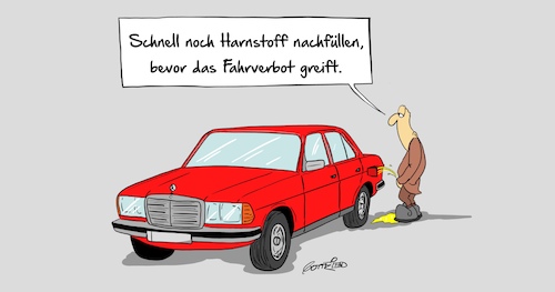 Cartoon: Harnstoff (medium) by Marcus Gottfried tagged umwelt,dieselgate,diesel,fahrverbot,umweltgifte,stickstoff,feinstaub,innenstadt,urin,addblue,marcus,gottfried,cartoon,karikatur,umwelt,dieselgate,diesel,fahrverbot,umweltgifte,stickstoff,feinstaub,innenstadt,urin,addblue,marcus,gottfried,cartoon,karikatur