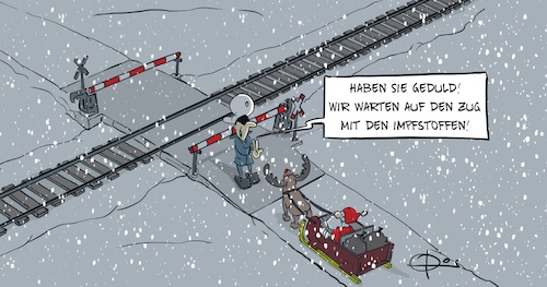 Cartoon: Impfstoff221220 (medium) by Marcus Gottfried tagged corona,covid,impfstoff,impfen,weihnachten,corona,covid,impfstoff,impfen,weihnachten