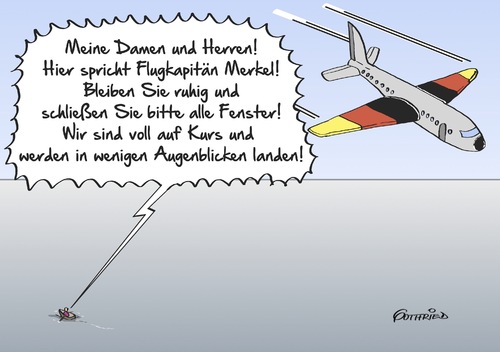 Cartoon: Kapitän Merkel (medium) by Marcus Gottfried tagged angela,merkel,flugzeug,flieger,kapitän,flugkapitän,lotse,deutschland,ausstieg,boot,rettung,gerettet,ruhe,landung,ferien,vergnügen,marcus,gottfried,cartoon,karikatur,angela,merkel,flugzeug,flieger,kapitän,flugkapitän,lotse,deutschland,ausstieg,boot,rettung,gerettet,ruhe,landung,ferien,vergnügen,marcus,gottfried,cartoon,karikatur