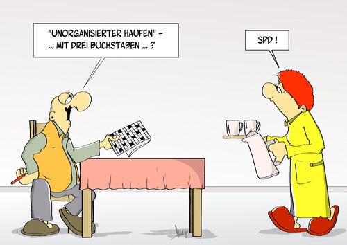 Cartoon: Kreuzwort (medium) by Marcus Gottfried tagged kreuzworträtsel,rätsel,raten,ehepaar,frau,mann,tisch,kaffee,trinken,partei,regierung,spd,unorganisiert,haufen,marcus,gottfried,cartoon,karikatur,frage,antwort,kreuzworträtsel,rätsel,raten,ehepaar,frau,mann,tisch,kaffee,trinken,partei,regierung,spd,unorganisiert,haufen,marcus,gottfried,cartoon,karikatur,frage,antwort