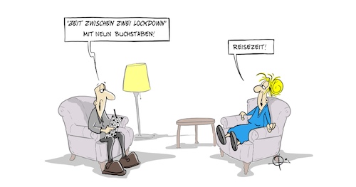 Cartoon: Lockdown (medium) by Marcus Gottfried tagged urlaub,reise,test,testpflicht,corona,neuinfektion,risikogebiet,ferien,rückreise,lockdown,urlaub,reise,test,testpflicht,corona,neuinfektion,risikogebiet,ferien,rückreise,lockdown