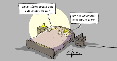 Cartoon: Maskenmücke (medium) by Marcus Gottfried tagged maske,maskenpflicht,schutzmaske,mns,corona,covid,mücke,bett,schlaf,ruhe,nachtruhe,maske,maskenpflicht,schutzmaske,mns,corona,covid,mücke,bett,schlaf,ruhe,nachtruhe