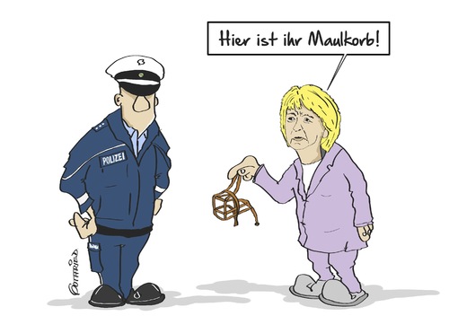 Cartoon: Maulkorb (medium) by Marcus Gottfried tagged maulkorb,polizei,verschwiegenheitspflicht,schweigen,beamter,loyalität,druck,regierung,nrw,hannelore,kraft,spd,grüne,verstecken,köln,migranten,anstand,bürger,freude,marcus,gottfried,cartoon,karikatur,maulkorb,polizei,verschwiegenheitspflicht,schweigen,beamter,loyalität,druck,regierung,nrw,hannelore,kraft,spd,grüne,verstecken,köln,migranten,anstand,bürger,freude,marcus,gottfried,cartoon,karikatur