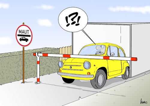 Cartoon: Maut (medium) by Marcus Gottfried tagged mautgebühr,maut,ramsauer,vignette,auto,autobahn,preis,gebühr,jahrebeitrag,nutzung,fahrzeug,kosten