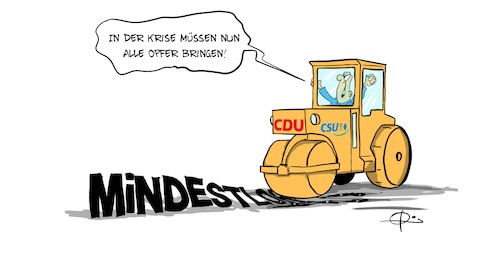 Cartoon: Mindestlohn 3 (medium) by Marcus Gottfried tagged corona,lohn,mindestlohn,cdu,csu,senken,sparen,steuern,corona,lohn,mindestlohn,cdu,csu,senken,sparen,steuern