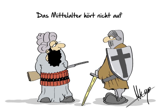 Cartoon: Mittelalter (medium) by Marcus Gottfried tagged paris,islamisten,angriff,frankreich,rache,terror,tote,satire,satirezeitschrift,charlie,hebo,karikatur,redaktion,gebäude,verletzte,schießerei,islamkritisch,magazin,pegida,dankschreiben,danke,staunen,gezeichnet,mittelalter,kampf,schlagen,religionskrieg,marcus,gottfried,cartoon,paris,islamisten,angriff,frankreich,rache,terror,tote,satire,satirezeitschrift,charlie,hebo,karikatur,redaktion,gebäude,verletzte,schießerei,islamkritisch,magazin,pegida,dankschreiben,danke,staunen,gezeichnet,mittelalter,kampf,schlagen,religionskrieg,marcus,gottfried,cartoon