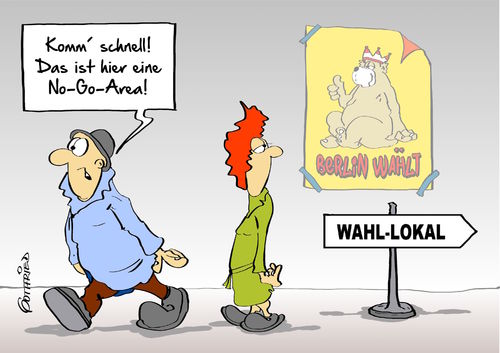 Cartoon: No Go Area (medium) by Marcus Gottfried tagged berlin,wahl,umfeld,wahlen,no,go,area,sozialer,brennpunkt,wahllokal,stimmabgabe,wahlbeteiligung,demokratie,teilnahme,angst,angstraum,furcht,mitbestimmung,freude,marcus,gottfried,cartoon,karikatur,berlin,wahl,umfeld,wahlen,no,go,area,sozialer,brennpunkt,wahllokal,stimmabgabe,wahlbeteiligung,demokratie,teilnahme,angst,angstraum,furcht,mitbestimmung,freude,marcus,gottfried,cartoon,karikatur